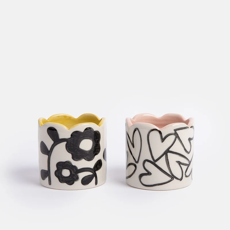 Flower/Heart Set of 2 Egg Cups