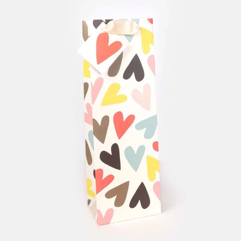 Jumbled Hearts Bottle Gift Bag