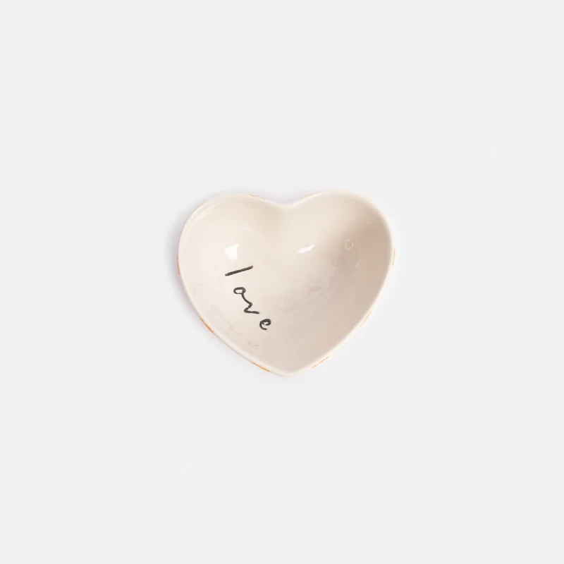 Heart Shape Pink & Orange Check Trinket Bowl