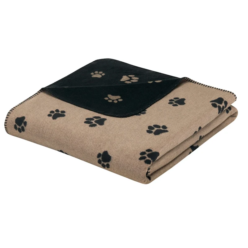 Cawö Wohndecke We love Dogs Paws 62470 schwarz-beige