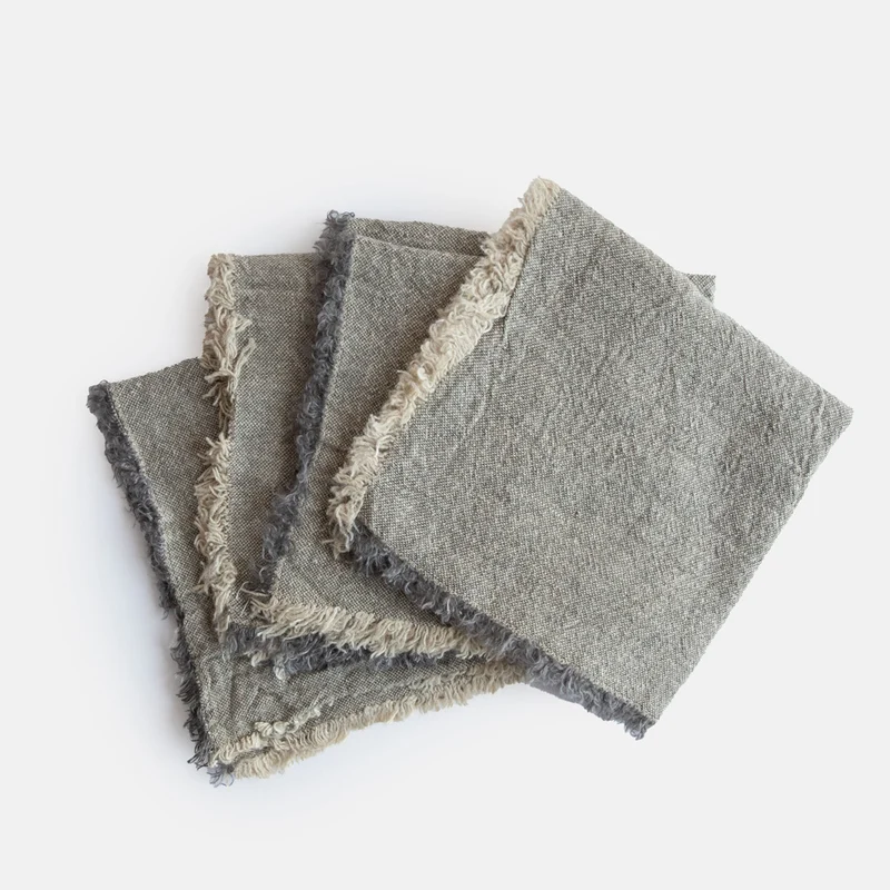 Graphite Textured Linen Napkins Set of 4