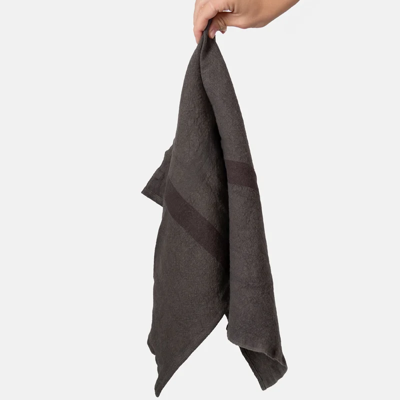 Graphite Grey Stripe Linen Placemats Set of 2