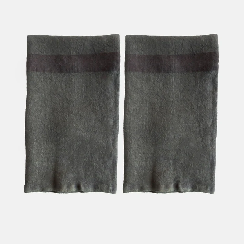 Graphite Grey Stripe Linen Placemats Set of 2