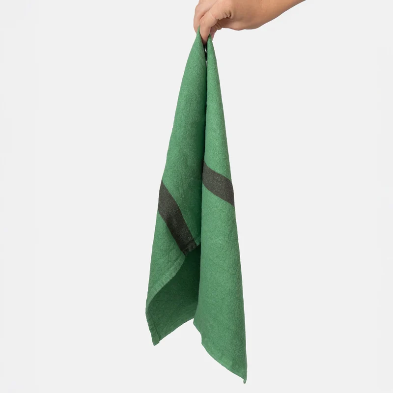 Prairie Green Stripe Linen Placemats Set of 2