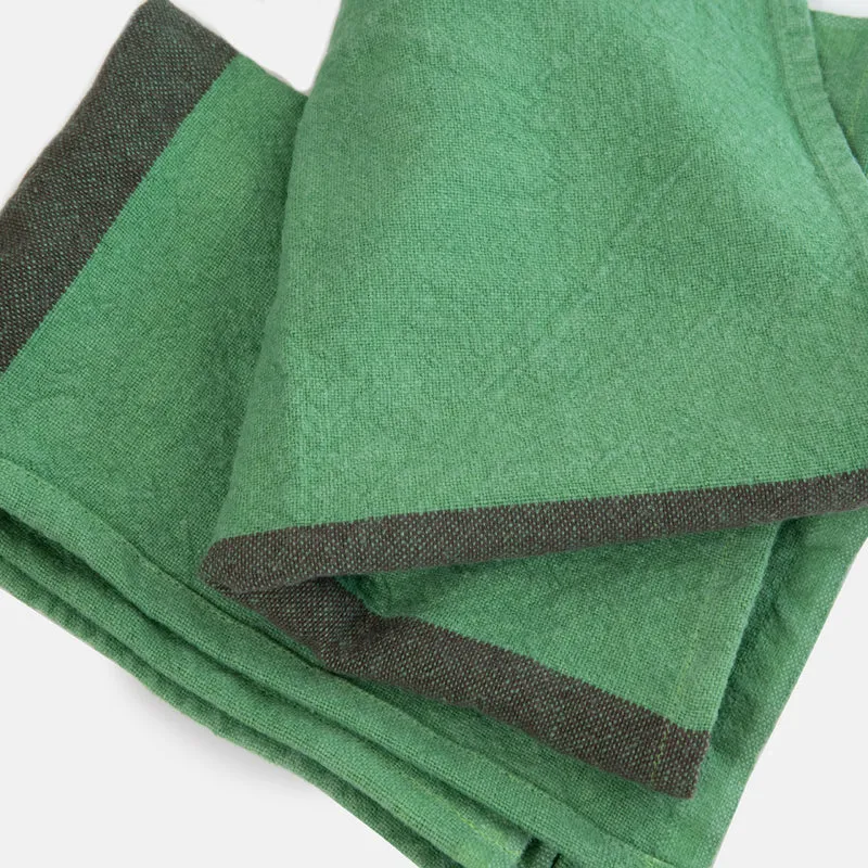 Prairie Green Stripe Linen Placemats Set of 2