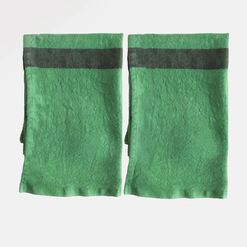 Prairie Green Stripe Linen Placemats Set of 2