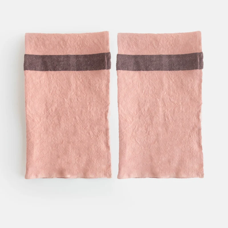 Petal Pink Stripe Linen Placemats Set of 2