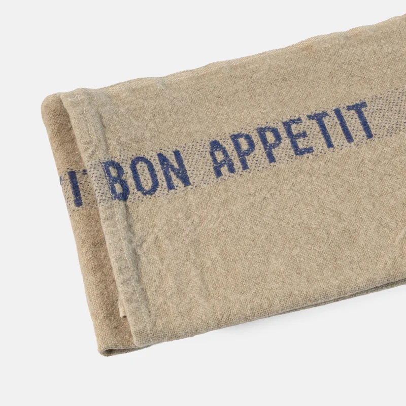 Beige/Blue Bon Appetit Linen Tea Towel