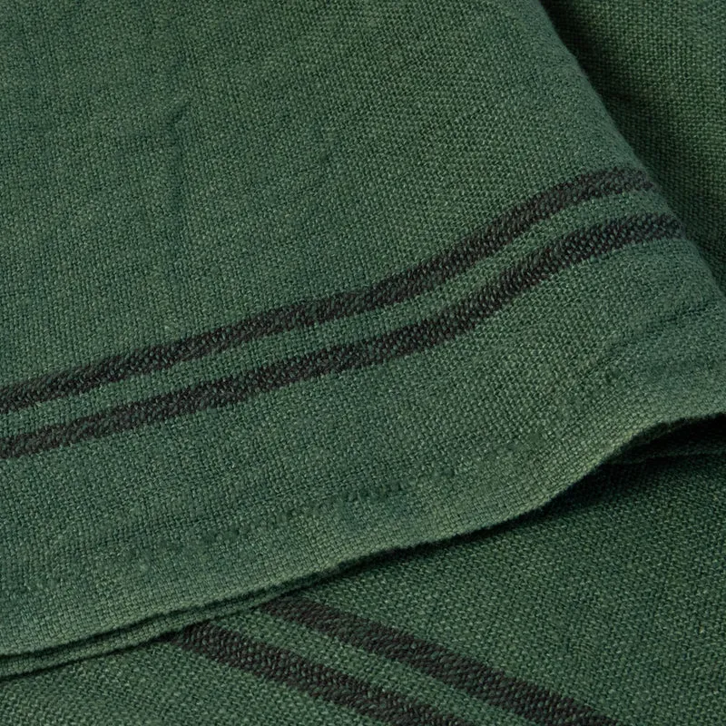 Emerald Green Stripe Linen Tea Towel