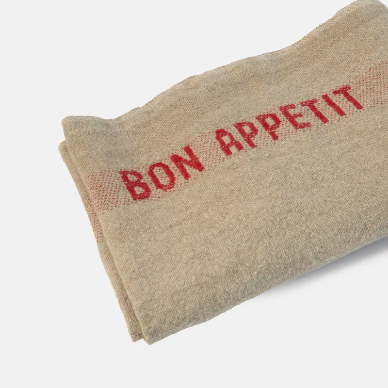 Beige/Red Bon Appetit Linen Tea Towel