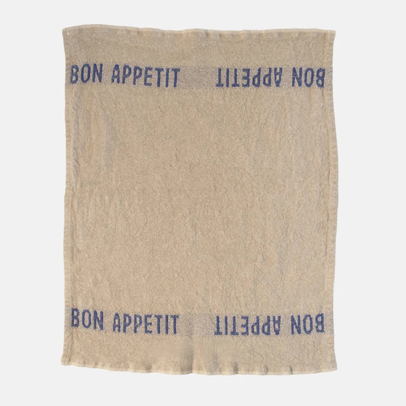 Natural/Blue Bon Appetit Linen Napkins Set of 4