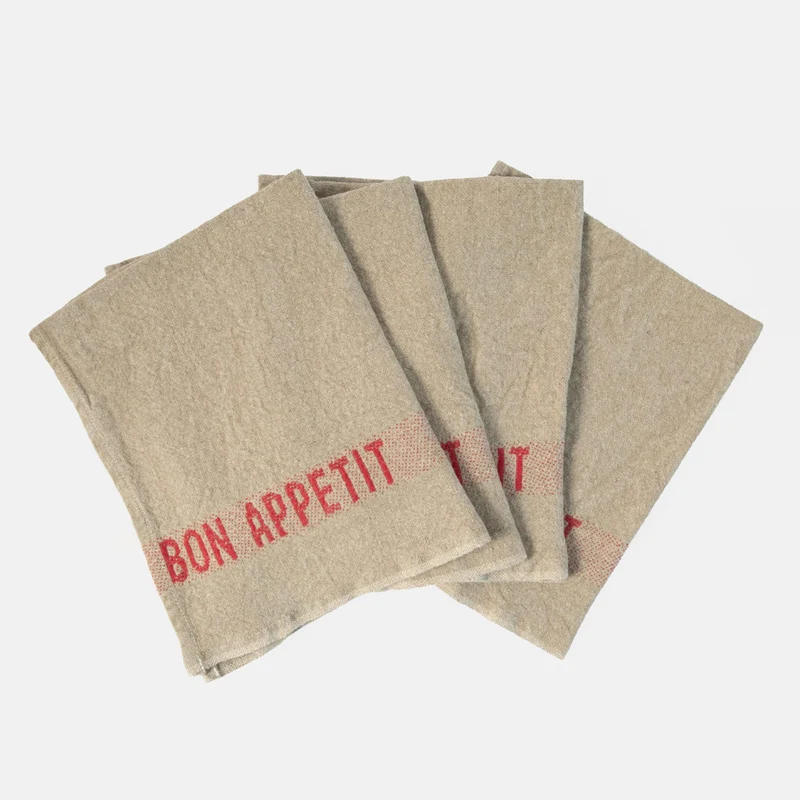 Natural/Red Bon Appetit Linen Napkins Set of 4