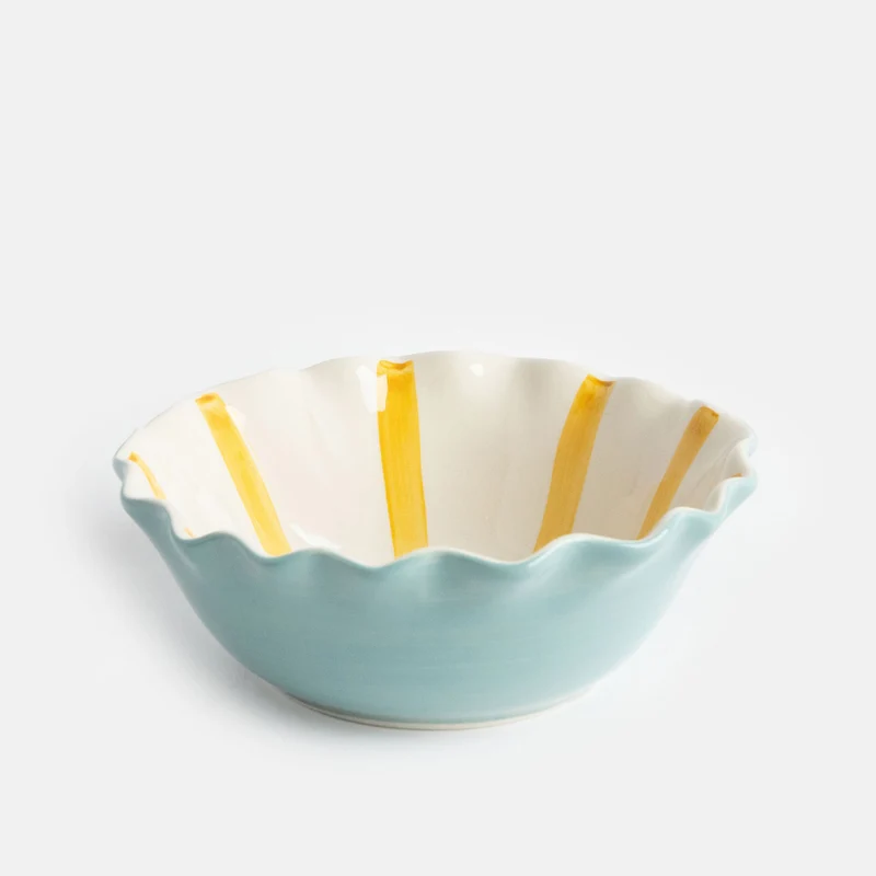 Blue Scallop Edge Cereal Bowl