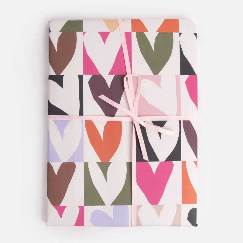 Colourblock Hearts Wrapping Paper