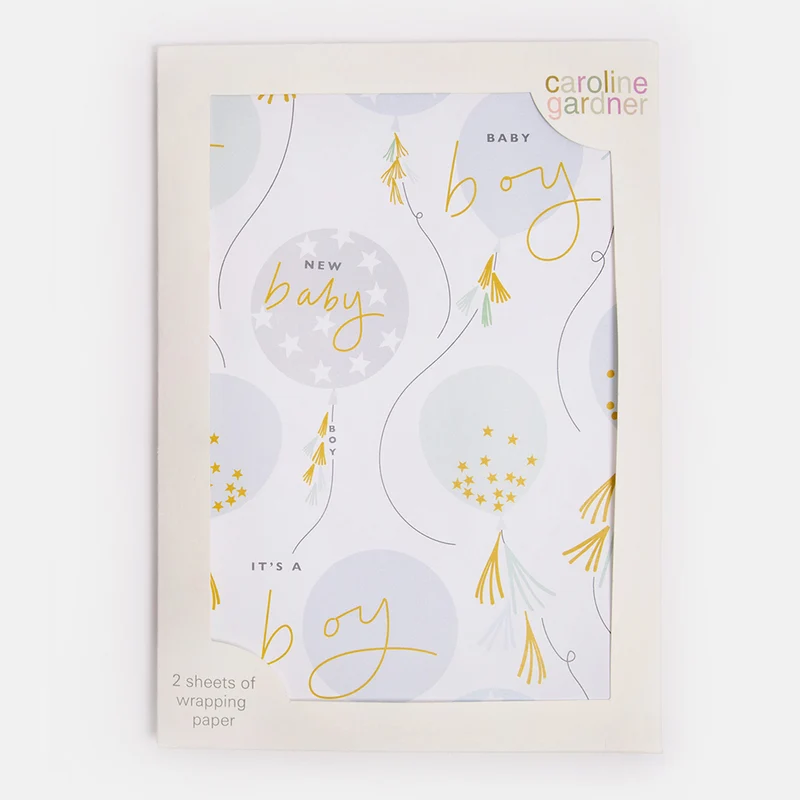 Baby Boy Balloons Wrapping Paper Set of 2 Sheets