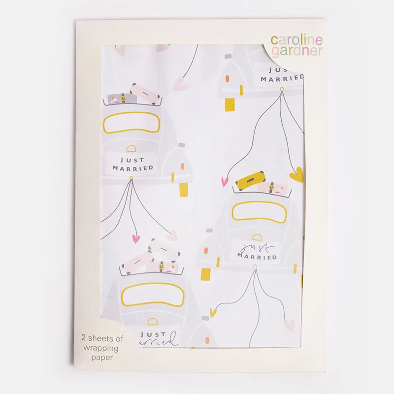 Just Married Wrapping Paper Set of 2 Sheets
