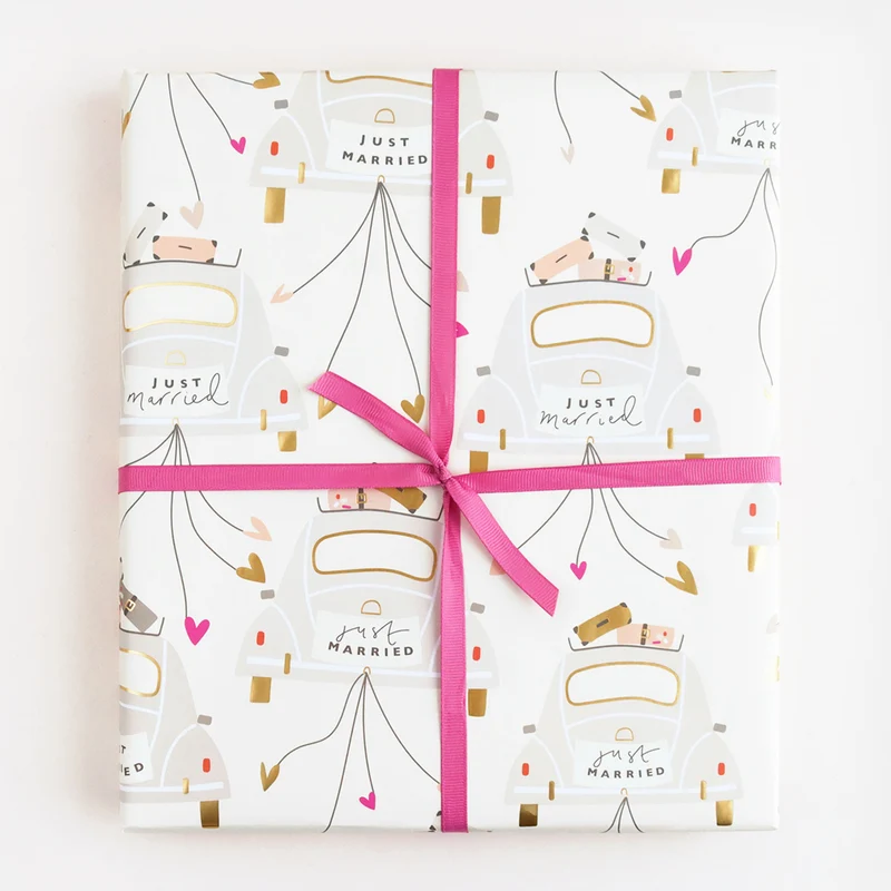 Just Married Wrapping Paper Set of 2 Sheets
