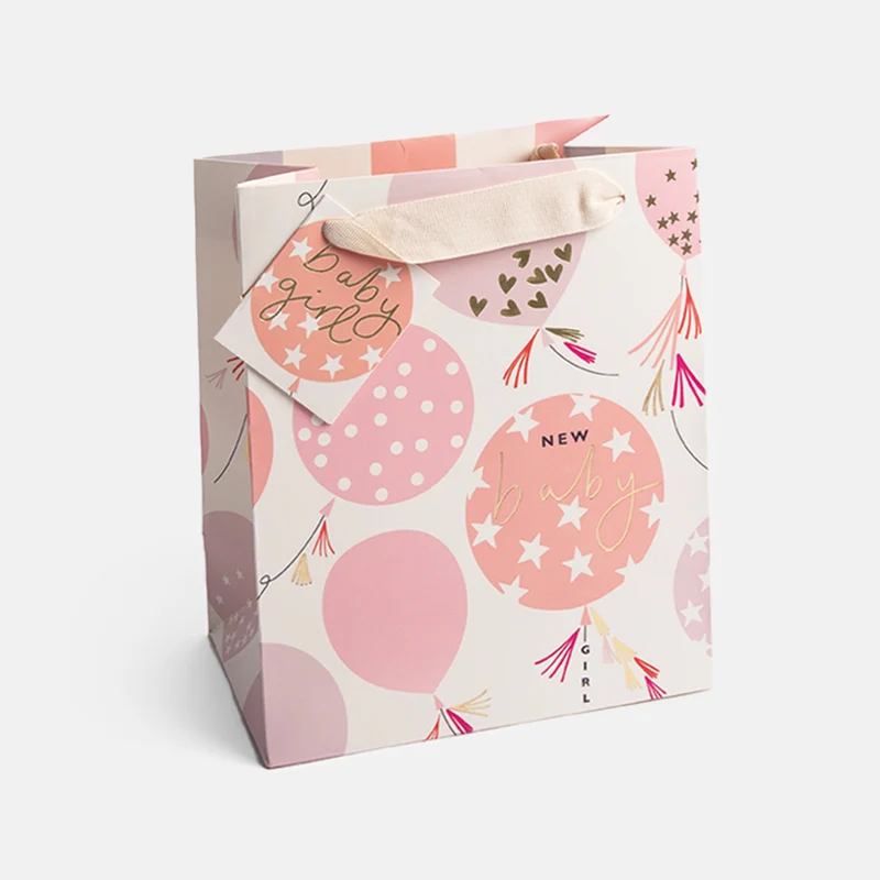 Pink Balloons Baby Girl Medium Gift Bag